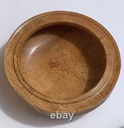 Antique 100 Yr Old Large Teak Bowl Treen & Silk Oak Bowl Signed By Walsh