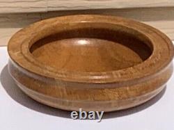 Antique 100 Yr Old Large Teak Bowl Treen & Silk Oak Bowl Signed By Walsh