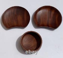 Antique 100 Yr Old Large Teak Bowl Treen & Silk Oak Bowl Signed By Walsh