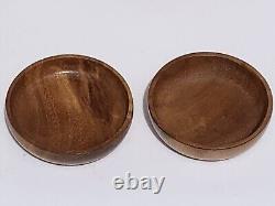 Antique 100 Yr Old Large Teak Bowl Treen & Silk Oak Bowl Signed By Walsh