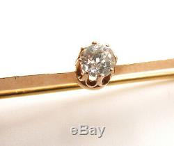 Antique 14K Gold Pin Brooch Embedded with Old Cut Diamond Not Signed