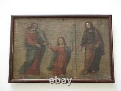 Antique 17th Century Old Master Painting Icon Portrait Religious Sacred Art Rare