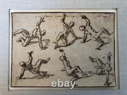 Antique 17th c Italian Old Master Drawing Painting Anatomical, Leonello Spada