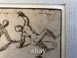 Antique 17th c Italian Old Master Drawing Painting Anatomical, Leonello Spada