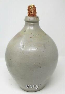 Antique 1800's STAMPED LYONS OVOID 1 Gallon Whiskey Stoneware Jug with Old Corn