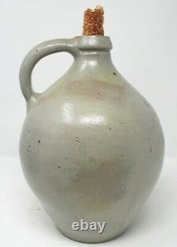 Antique 1800's STAMPED LYONS OVOID 1 Gallon Whiskey Stoneware Jug with Old Corn