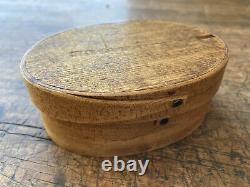 Antique 1820s Oval Pantry Bentwood Box Shaker Finger Lap OLD Nail Signed Nice