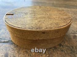 Antique 1820s Oval Pantry Bentwood Box Shaker Finger Lap OLD Nail Signed Nice