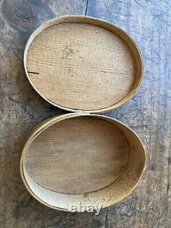 Antique 1820s Oval Pantry Bentwood Box Shaker Finger Lap OLD Nail Signed Nice