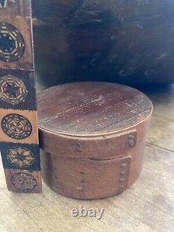 Antique 18th C EARLY Small Pantry Bentwood Box Original Surface OLD Nails