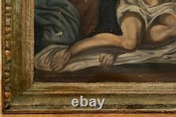 Antique 18th Century Oil Painting Canvas Jesus Christ Virgin Mary Religious Old