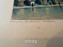 Antique 1918 Rolf Werner Signed Watercolor Painting Old Town Square Prague