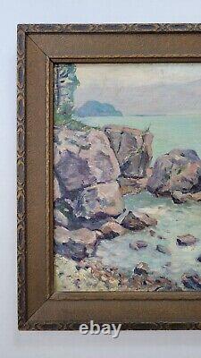 Antique 1920's Early Coastal Landscape Old Oil Painting Pacific Northwest Signed