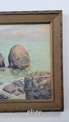 Antique 1920's Early Coastal Landscape Old Oil Painting Pacific Northwest Signed
