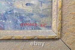 Antique 1920's Early Coastal Landscape Old Oil Painting Pacific Northwest Signed