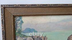 Antique 1920's Early Coastal Landscape Old Oil Painting Pacific Northwest Signed