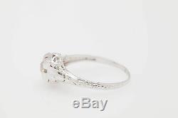 Antique 1920s. 35ct Old Mine Cut Diamond Signed S 18k White Gold Filigree Ring