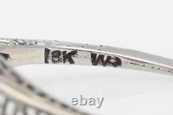 Antique 1920s Signed. 25ct Old Euro VS H Diamond 18k White Gold Filigree Ring