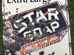 Antique 1920s Star Soap Advertising Porcelain Sign 26 x 20 Old Country Store