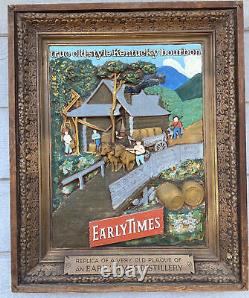 Antique 1923 Early Times Bar Sign True Old Style Kentucky Bourbon Framed Sign