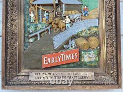 Antique 1923 Early Times Bar Sign True Old Style Kentucky Bourbon Framed Sign