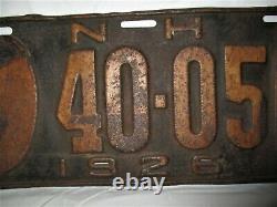 Antique 1926 New Hampshire USA Gas Oil Old Man Mountain Sign License Plate Nh Us