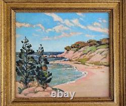 Antique 1930's Laguna Beach Coastal California Old Plein Air Oil Painting Signed