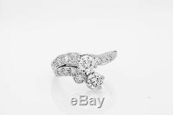 Antique 1930s $5000 Signed 2ct Old Euro Diamond Platinum Wedding Ring COOL