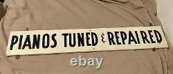 Antique 1930s Advertising Sign Pianos Tuned & Repaired Musical Stowe Vermont Old