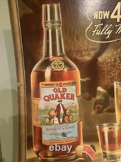 Antique 1939 Old Quaker Whiskey Large Heavy Cardboard Adv Sign 33 x 27 Vintage