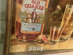 Antique 1939 Old Quaker Whiskey Large Heavy Cardboard Adv Sign 33 x 27 Vintage