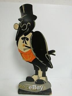 Antique 1940's Old Crow Whiskey Wooden Standee 20 Sign SB262