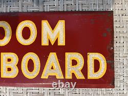 Antique 1940's Room And Board Sign Tin Bevel Edge Reflective Lettering Bunkhouse