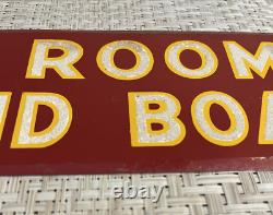 Antique 1940's Room And Board Sign Tin Bevel Edge Reflective Lettering Bunkhouse