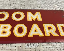 Antique 1940's Room And Board Sign Tin Bevel Edge Reflective Lettering Bunkhouse