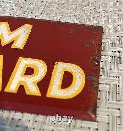 Antique 1940's Room And Board Sign Tin Bevel Edge Reflective Lettering Bunkhouse