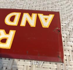 Antique 1940's Room And Board Sign Tin Bevel Edge Reflective Lettering Bunkhouse