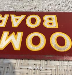 Antique 1940's Room And Board Sign Tin Bevel Edge Reflective Lettering Bunkhouse