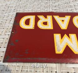 Antique 1940's Room And Board Sign Tin Bevel Edge Reflective Lettering Bunkhouse