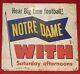 Antique 1940's U Of Notre Dame Football Tin Radio Advertising Metal Sign Old