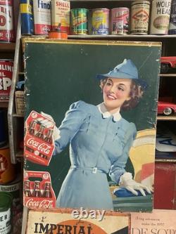 Antique 1940s Coca-Cola Sign Original Old Squirt Dr Pepper Soda Advertising