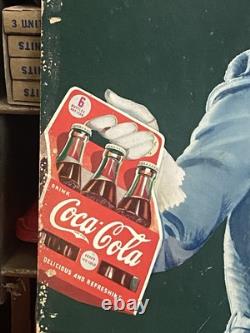 Antique 1940s Coca-Cola Sign Original Old Squirt Dr Pepper Soda Advertising