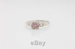 Antique 1940s Signed. 65ct Old Euro Genuine PINK Diamond 14k White Gold Ring
