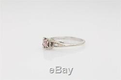 Antique 1940s Signed. 65ct Old Euro Genuine PINK Diamond 14k White Gold Ring
