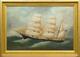 Antique 19th Rare Original Canvas Old Oil Painting Sailing Boat Dated 1891