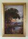 Antique 19th C Signed Mystery Tonalist 24 Oil Painting Old Impressionist Sunset