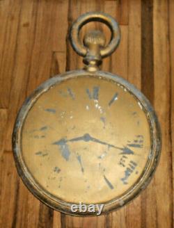 Antique 2-Sided JEWELER POCKET WATCH CLOCK ZINC TRADE SIGN OLD COMSTOCK TX HTF