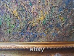 Antique American Painting Signed Mystery Impressionist Landscape Boat Dock Old