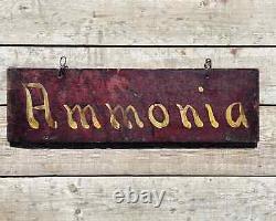 Antique Ammonia Wooden Sign Nice old Crazed Paint Surface Advertising Folk Art