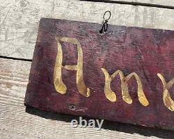 Antique Ammonia Wooden Sign Nice old Crazed Paint Surface Advertising Folk Art